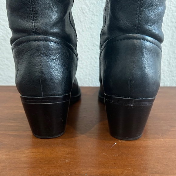 Frye Jolene Pull On Black Leather Boots Tall Heel Womens 7 - Picture 7 of 12